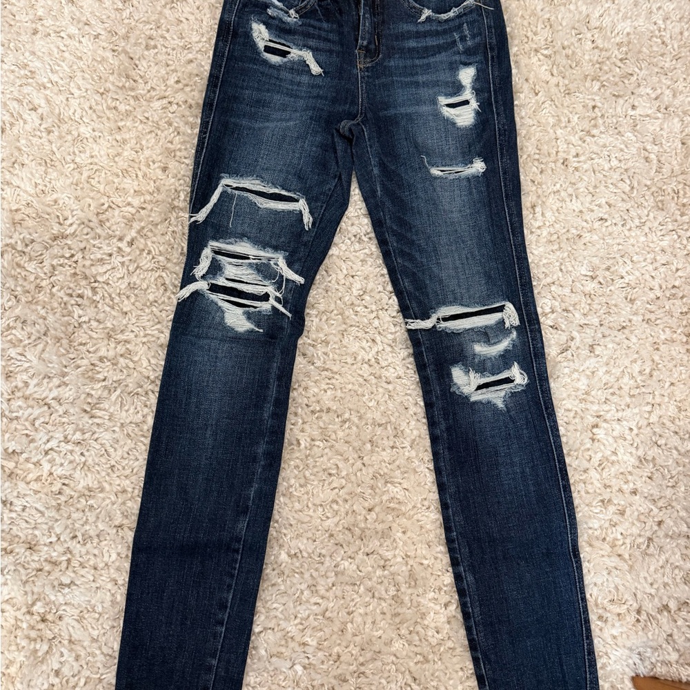 Flying Monkey Dark Blue Distressed Skinny Jeans